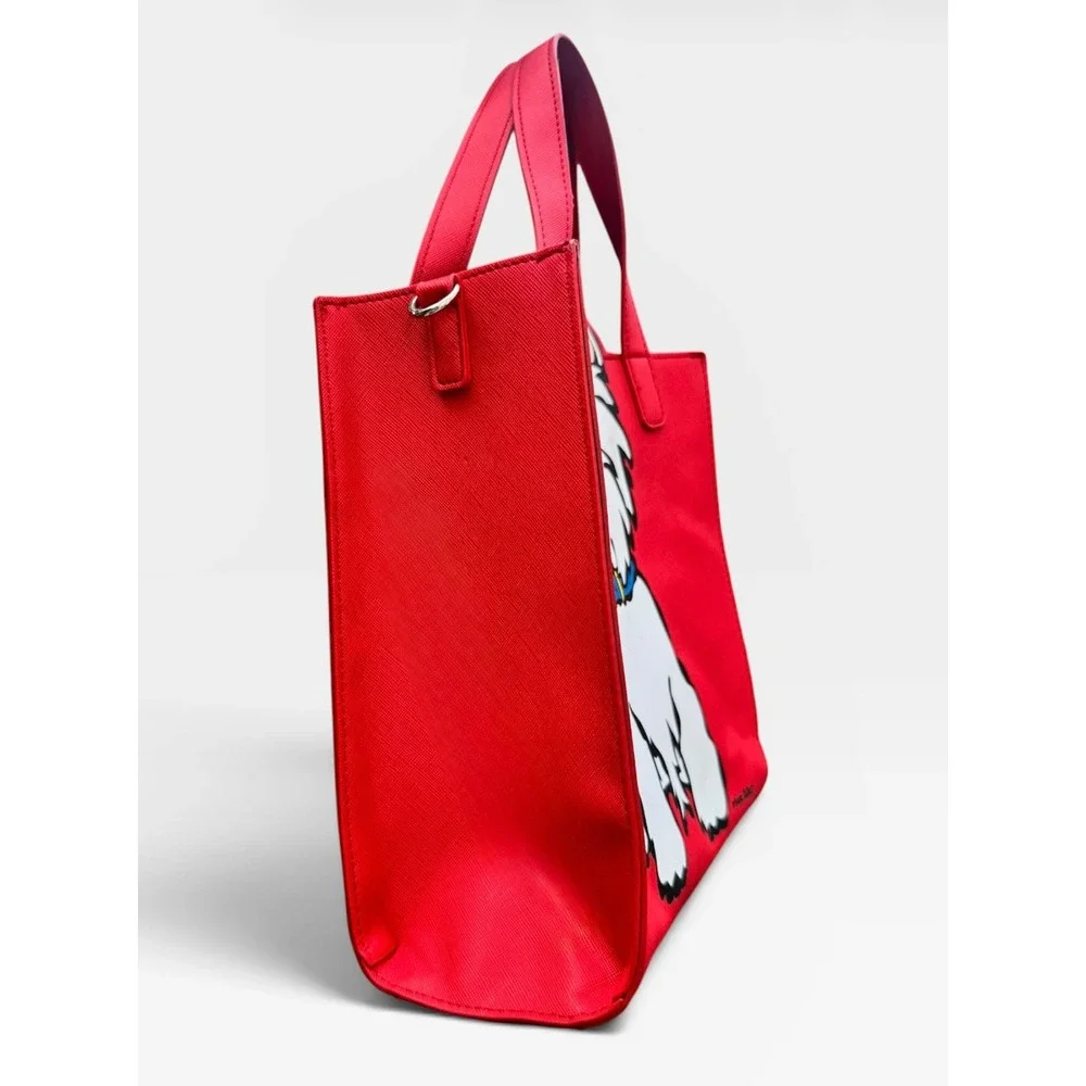 Marc Tetro Westie Dog Red Tote Crossbody Bag Satchel Removable Strap EUC